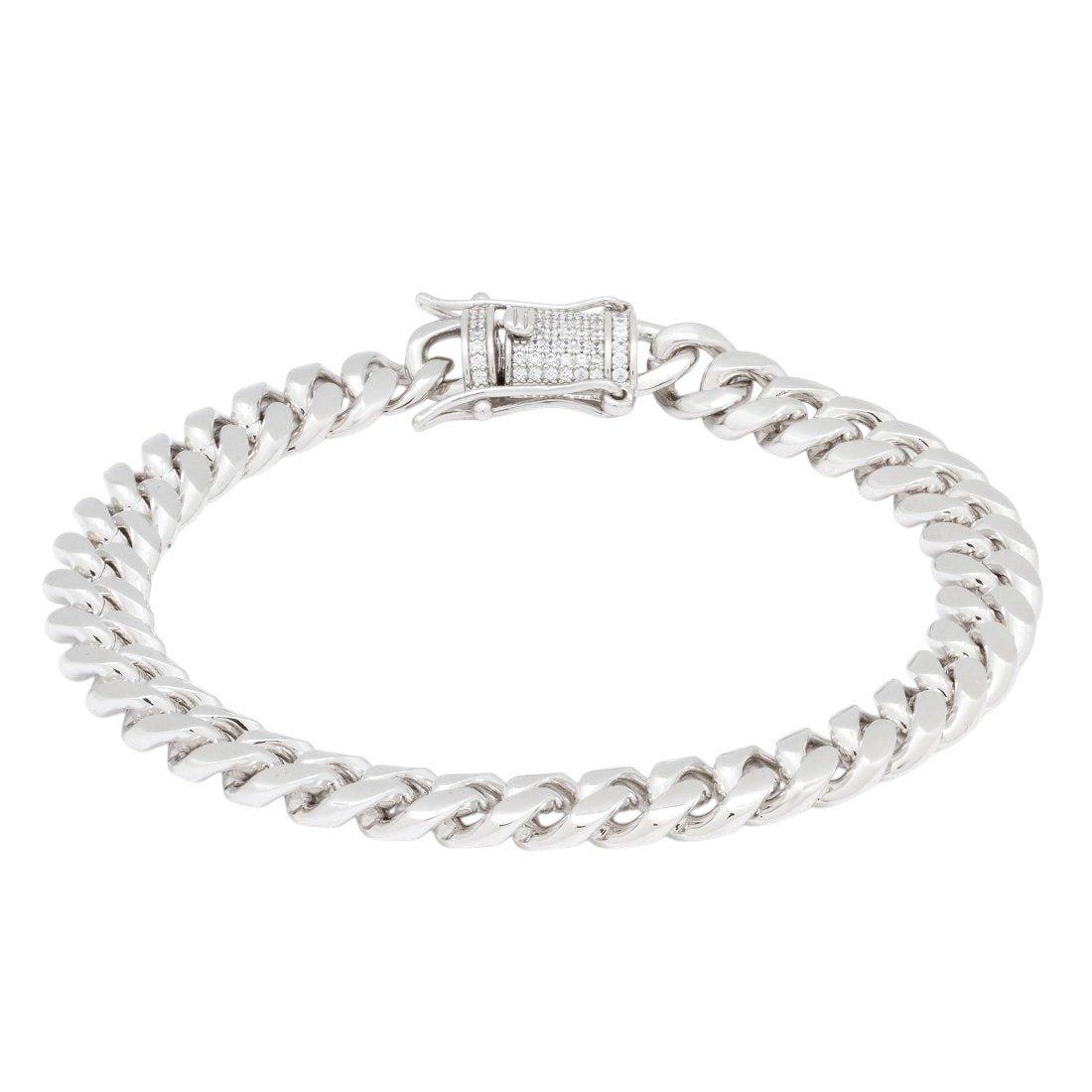 King Ice 8mm Miami Cuban Link Bracelet - WHITE GOLD